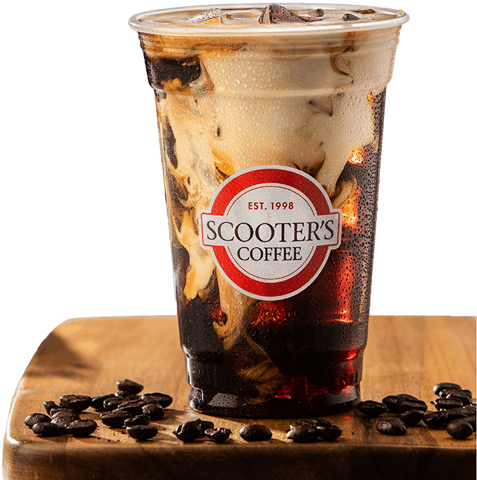 Iced coffee with milk from Scooter's Coffee franchise
